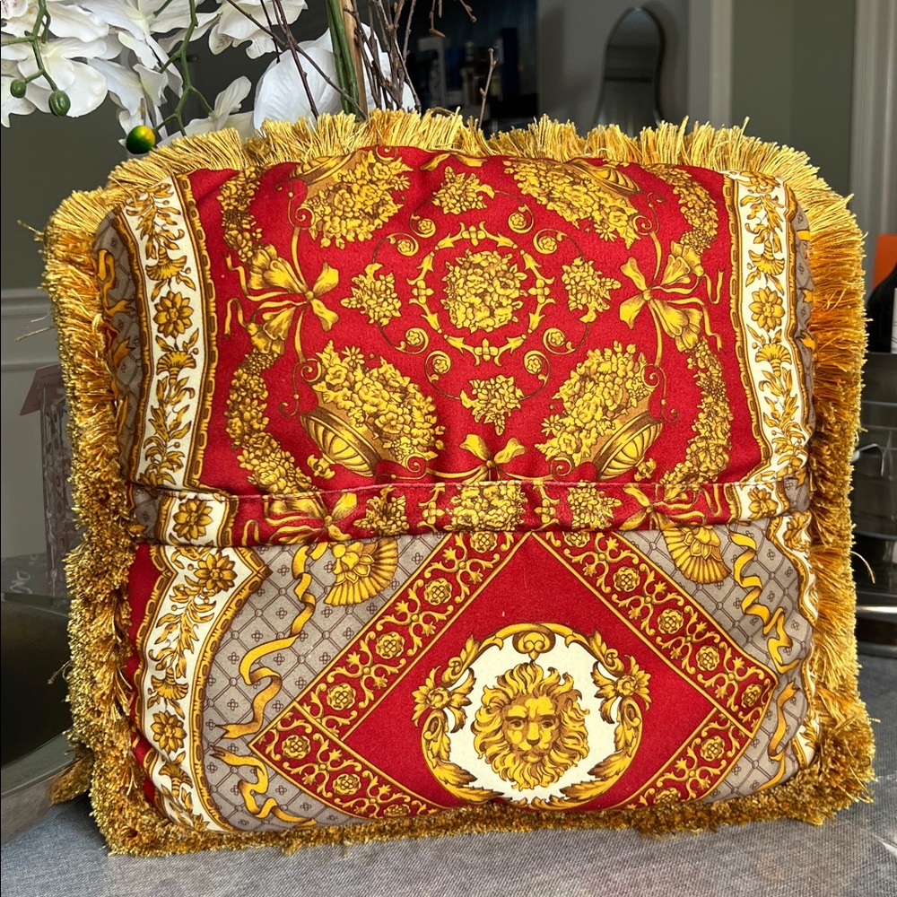 Versace Home Red and Gold Ornate Pillow - Picture 2 of 4